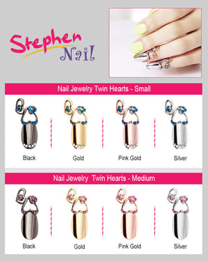 Nail Jewelry Twin Hearts (S-Pink Gold)